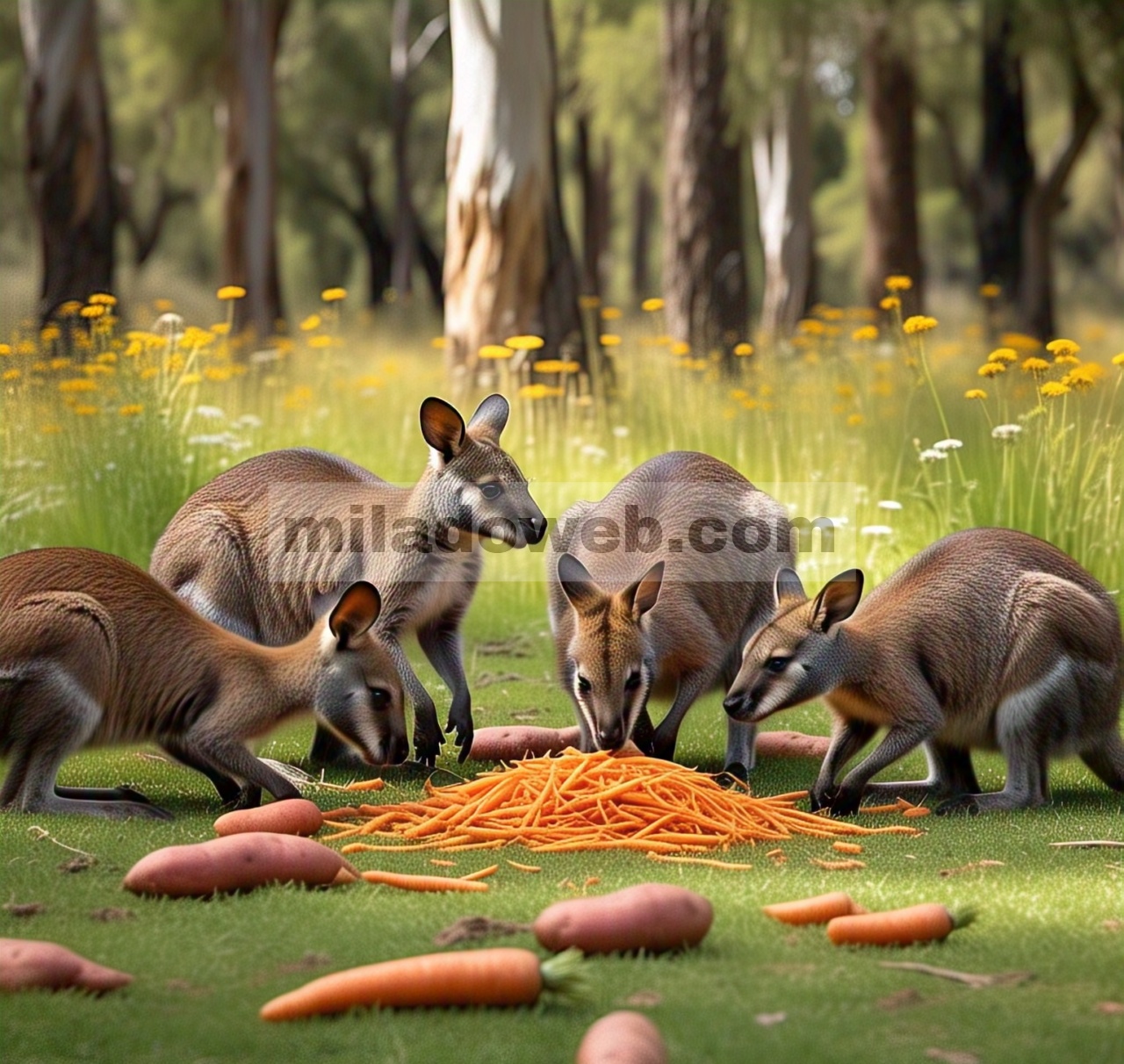 Ribuan Wortel dan Ubi Jalar Diberikan untuk Wallabies